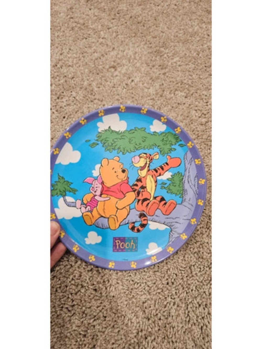 Vintage Zak Designs Disney Winnie the Pooh Tigger Piglet Kids Plate Purple